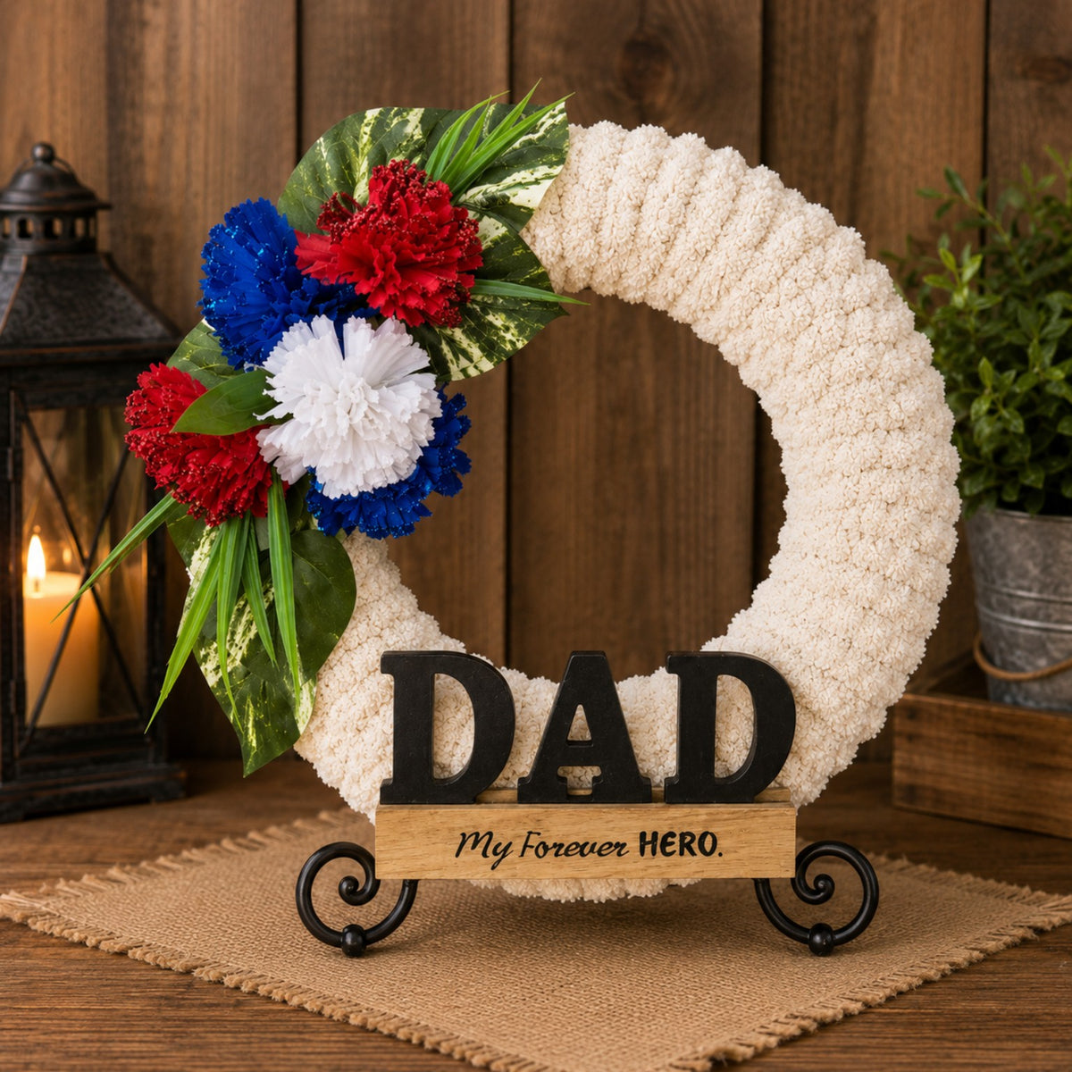 Dad – My Forever Hero Patriotic Wreath
