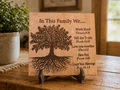 Christian Family Tree Laser Engraved Wood Plaque – Bible Verses