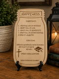 Happiness Recipe Laser Engraved Wood Plaque – Christian Inspirational Décor